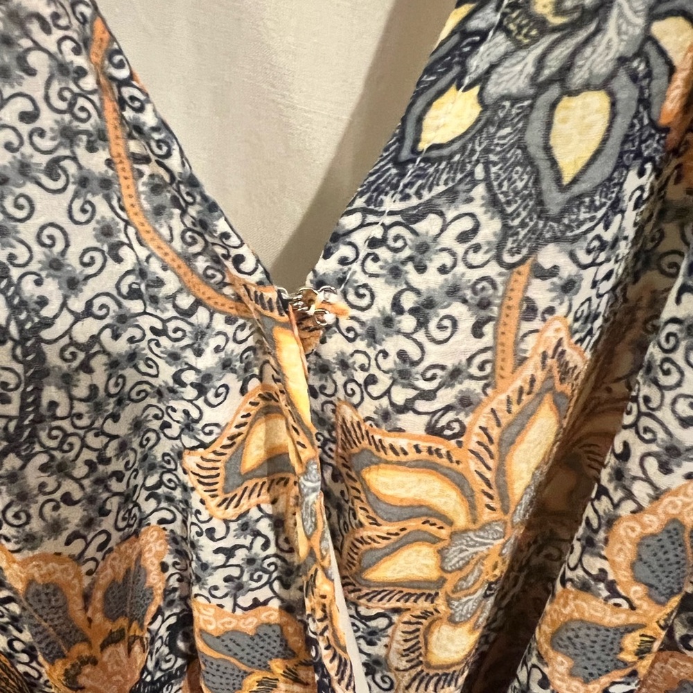 Free People Asymmetrical Floral Dress in Blue and Orange - Picture 6 of 6